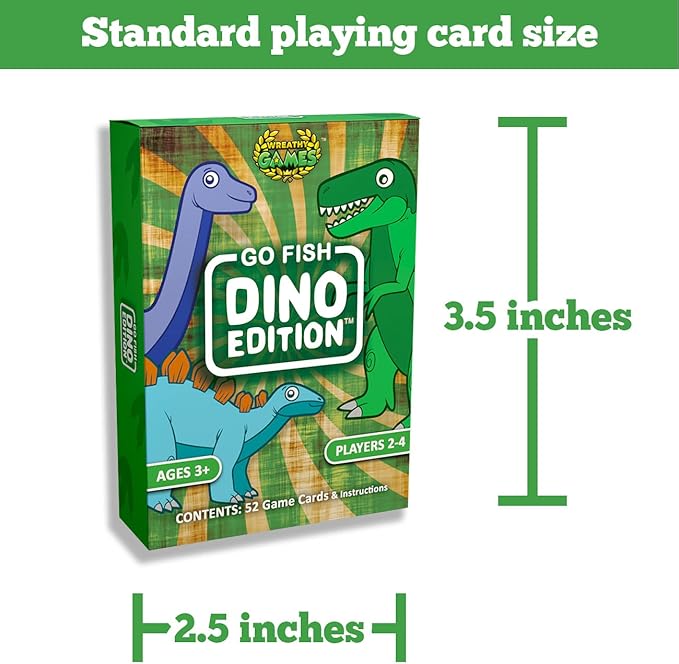 Wreathy Games® - Go Fish Dino Edition® Card Game Deck - Ages 3 and up (Dino)