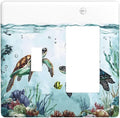 Sea Turtles Sea Coral Seaweed Ocean Jellyfish Outlet Covers 1 Toggle 1 Rocker Combination Decorative Wall Plate Electrical Switch Plates Light Switch Cover Plate for Kids Room Bathroom Decor