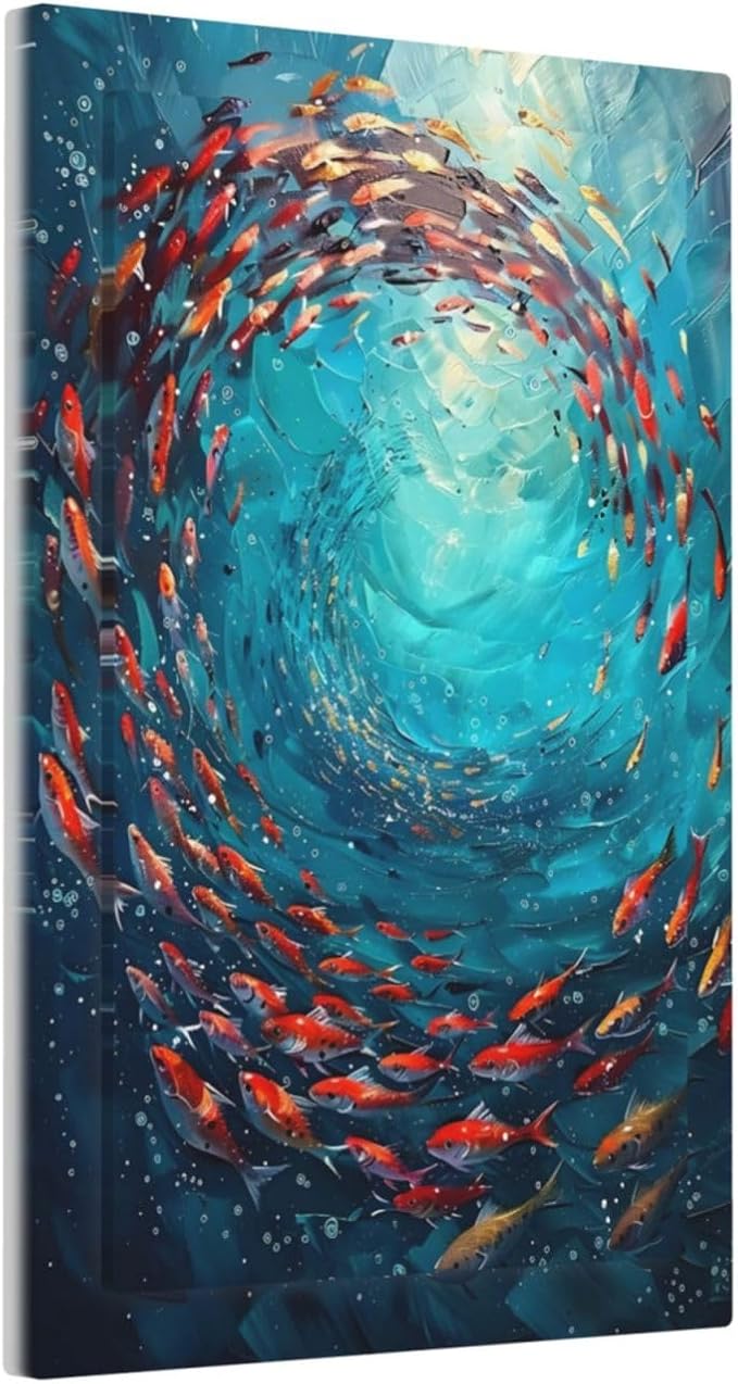 Ocean Fish School Of Fish Vortex Deep Sea Light Switch Cover Plate 1 Gang No Device Blank Electrical Wall Plates Faceplate Decorative Switch Plate Covers for Kids Room Bedroom Decor