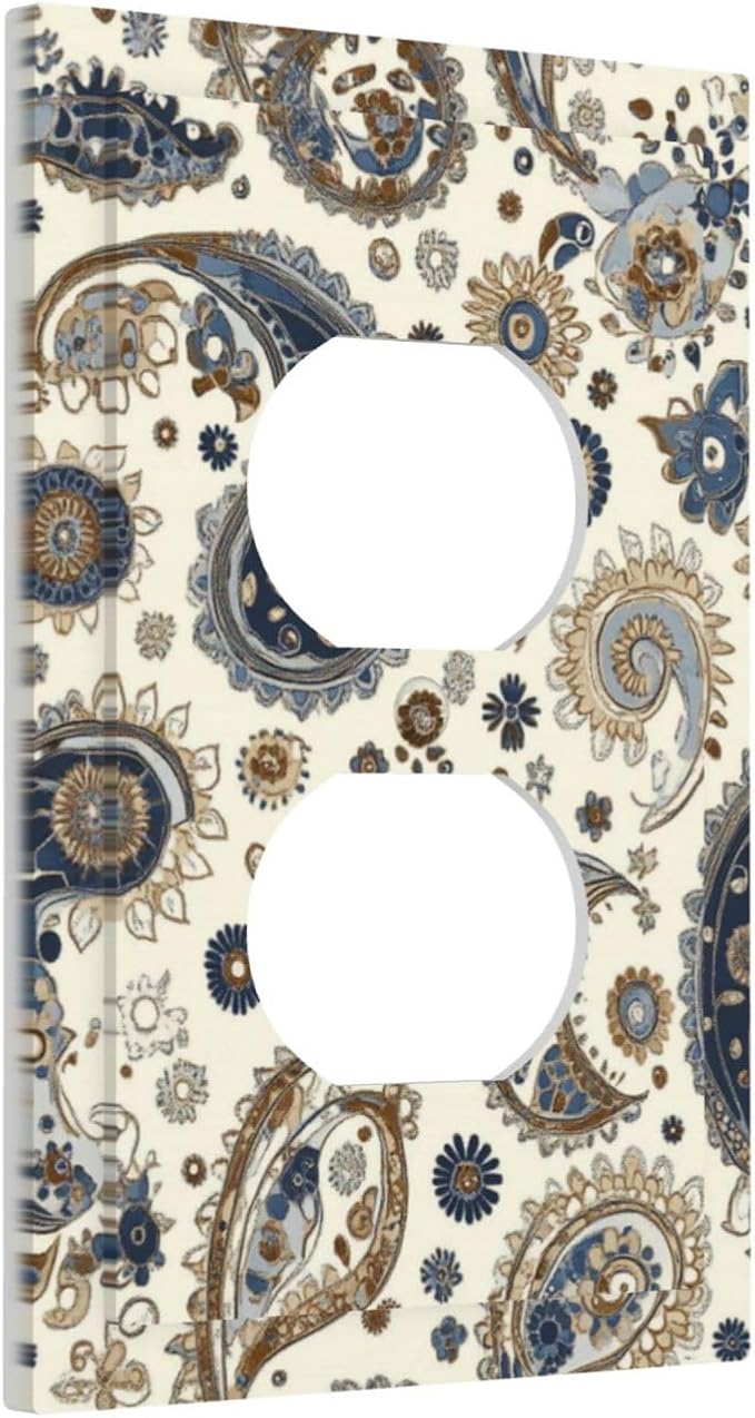 Outlet Covers Doodle Style Floral Abstract Teardrop 1 Gang Duplex Light Switch Cover Decorative Switch Plates Electrical Receptacle Faceplate Wall Plate For Bed Room Living Room Decor