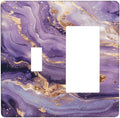 Luxury Marble Texture Purple And Gold Abstract Print Outlet Covers 1 Toggle 1 Rocker Combination Decorative Wall Plate Electrical Switch Plates Light Switch Cover Plate for Bathroom Home Decor
