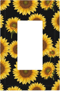 Sunflower Fields Single Rocker Switch Cover - 1-Gang Standard US Size Vibrant Sunflower on Black Light Switch Covers, Boho Sunny Garden for Bedroom Decor