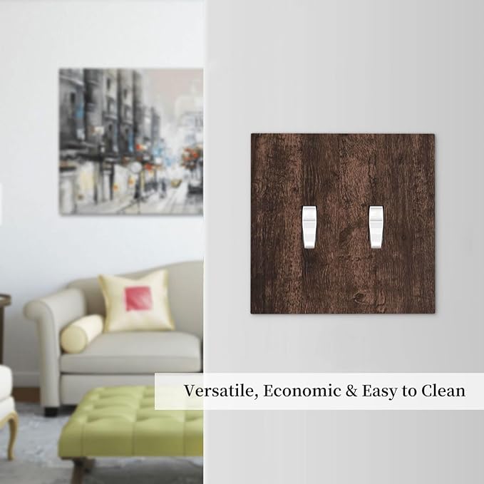 Brown Dark Wood Plank Rustic Vintage Print Decorative Switch Plates 2 Gang Double Toggle Outlet Light Switch Cover Wall Plate Electrical Faceplate for Farmhouse Home Decor