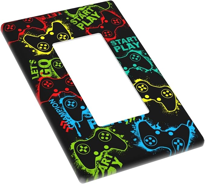 Video Game Single Gang Rocker Light Switch Cover Plates Decorative Outlet Covers, 1 Gang Rocker Wall Plate
