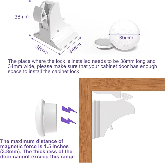 Magnetic Drawer Locks for Baby Proofing, Child Safety Magnet Cabinet Lock, Safety First Adhesive Magnetic Locks for Cupboard and Pantry Door (4Locks + 1Key)