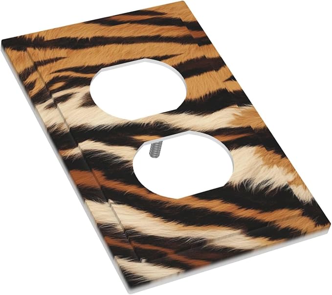 Tiger Texture Wild Animal Skin Pattern Print Outlet Covers 1 Gang Duplex Light Switch Cover Decorative Switch Plates Electrical Receptacle Faceplate Wall Plate for Kids Room Office Decor