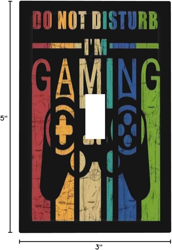 Teen Boys Kids Video Playing Gaming 1 Gang Toggle Light Switch Cover One Gang Jumbo Size Funny Fun Gamepad Gamer Control Electrical Single Toggle Switch Wall Plate Decorative Outlet Faceplates Cover