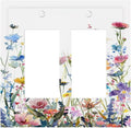 Watercolor Wildflowers Colorful Floral Plant Decorative Outlet Covers 2 Gang Double GFCI Rocker Electrical Wall Panels Light Switch Cover Plate for Bedroom Living Room Decor