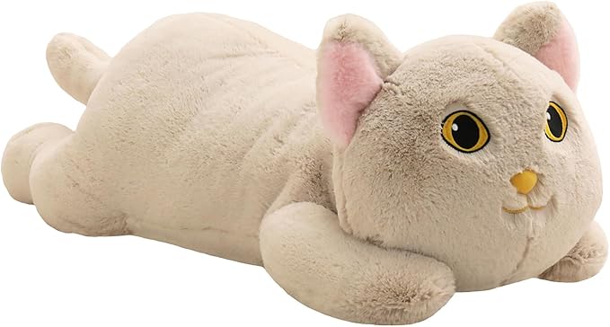 YESGIRL 26.4 inch 5 lbs Cat Weighted Stuffed Animals, Large Weighted Plush Animal, Cute Plush Toy Pillow, Soft Kawaii Plushie Gifts for Adults, Kids, Boys and Girls (Light Gray)