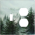 Forest Pinetrees Misty Landscape Nature Wallplates 1 Toggle 1 Duplex Electrical Gfci Faceplate Decorative Light Switch Covers Switch Plate for Bedroom Farmhouse Decor