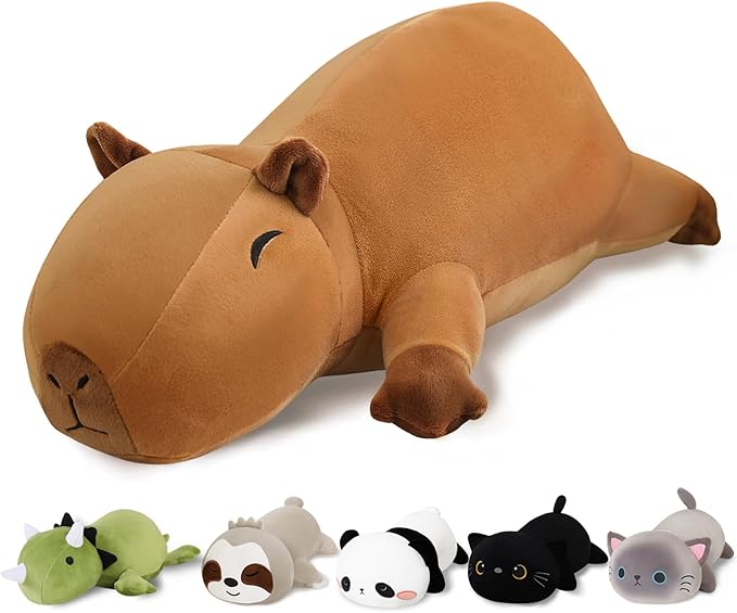 Finebee Weighted Capybara Stuffed Animals, Cute Weighted Capybara Plush, Soft Stuffed Weighted Plushie Pillow Gifts for Girls Boys(9.8" 0.8Lbs)