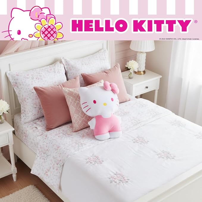 Hello Kitty Pink Plush Cuddle Pillow Buddy, Kids Bedding Super Soft & Cozy, (Officially Licensed Product) by Franco