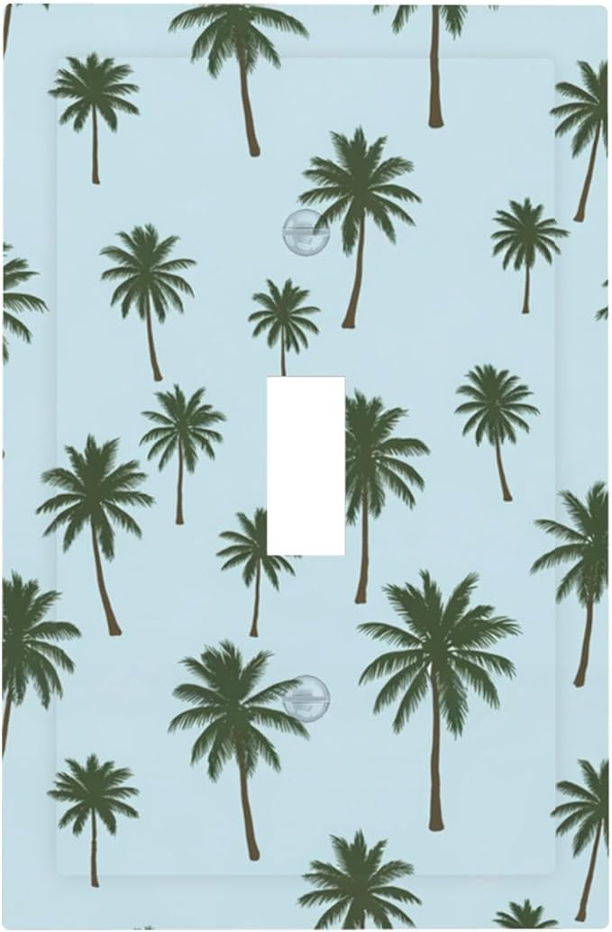 Tropical Palm Tree 1-Gang Toggle Light Switch Plate, Coastal Breeze Decorative Wall Plate for Beach House Decor