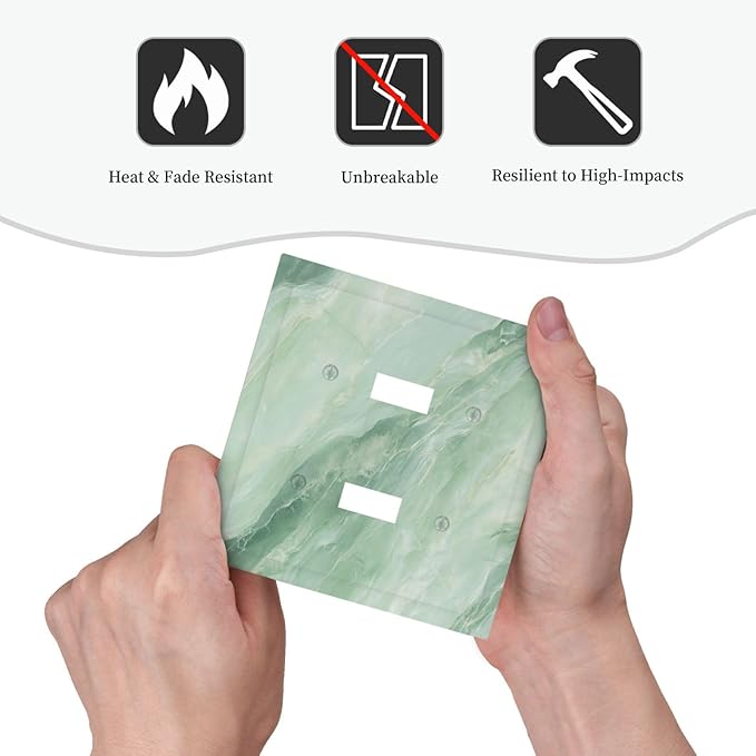 Outlet Covers Green Marble Luxury Abstract 1 Gang Duplex Light Switch Cover Plate Decorative Wall Plates Electrical Switchplate Receptacle for Bathroom Bedroom Decor（2 Pack）