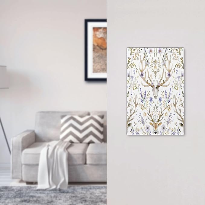 Light Switch Cover Plate Gothic Retro Floral Damask Elk Wild Flower 1 Gang No Device Blank Electrical Wall Plates Faceplate Decorative Switch Plate For Bed Room Living Room Decor
