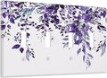 Decorative Light Switch Cover Plate Purple Eucalyptus Boho Olive Leaves Country Unique 4 Gang Wall Plate Switch Plate Covers Quad Toggle Jumbo Electrical Faceplate for Bedroom Decor