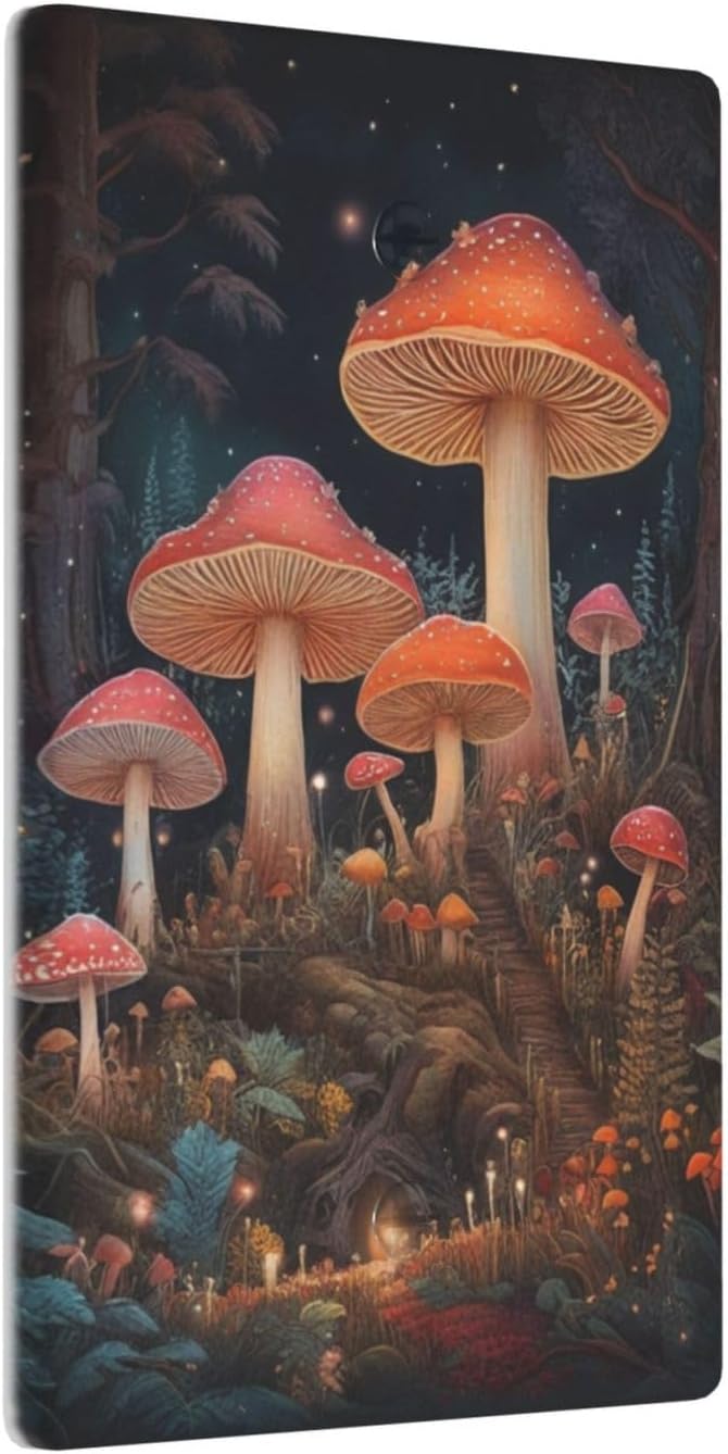 Decorative Art Light Switch Covers Enchanted Mushroom Forest 1 Gang No Device Blank Switchplate Electrical Faceplate for Home Decor