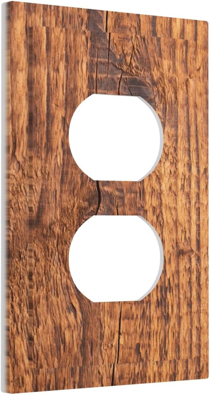 Brown Wood Grain Rustic Natural Burl Print Outlet Covers 1 Gang Duplex Light Switch Cover Decorative Switch Plates Electrical Receptacle Faceplate Wall Plate for Farmhouse Home Decor