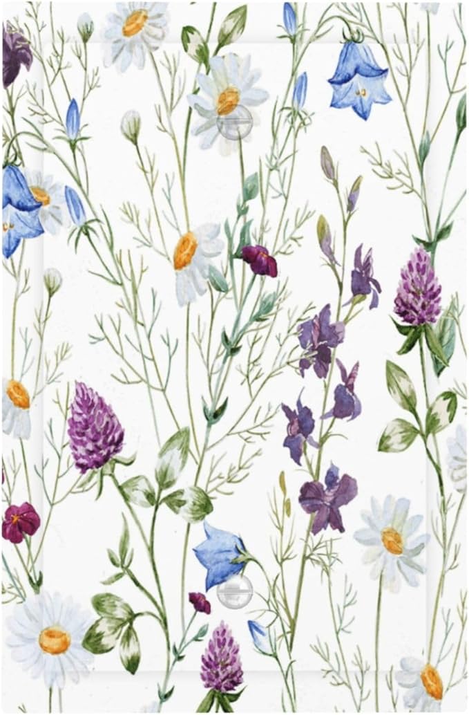 Floral Boho Multicolor Flower Plant Leaves Light Switch Cover Plate 1 Gang No Device Blank Electrical Wall Plates Faceplate Decorative Switch Plate Covers for Bedroom Living Room Decor