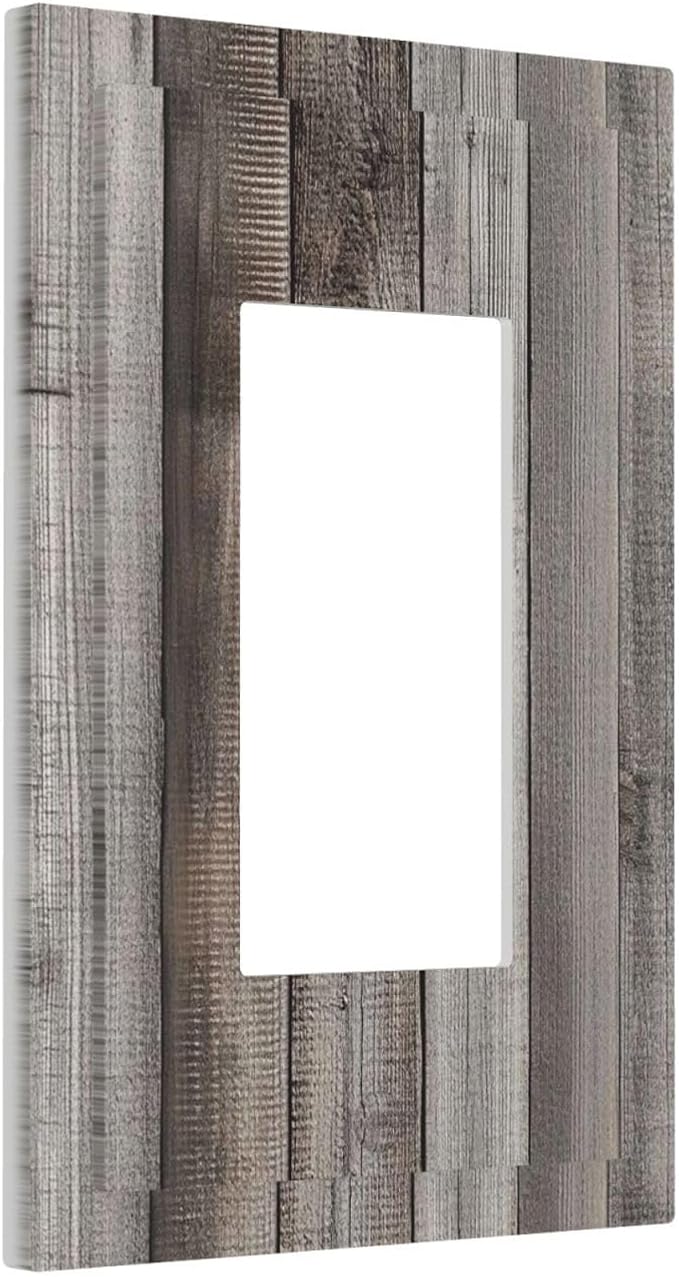 Decorative Outlet Covers Vintage Brown Gray Wood Texture 1 Gang Single Rocker Light Switch Cover Plate Wall Plates Gfci Faceplate For Farmhouse Cabin Decor