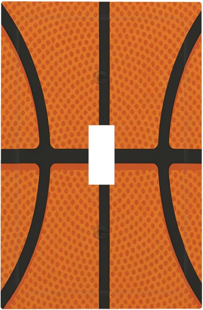 Vintage Basketball Texture 1-Gang Toggle Light Switch Plate, Sports Themed Decorative Wall Plate for Boy's Bedroom Decor