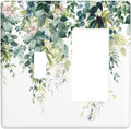 Colorful Plant Flower Sage Eucalyptus Leaves Outlet Covers 1 Toggle 1 Rocker Combination Decorative Wall Plate Electrical Switch Plates Light Switch Cover Plate for Bedroom Living Room Decor