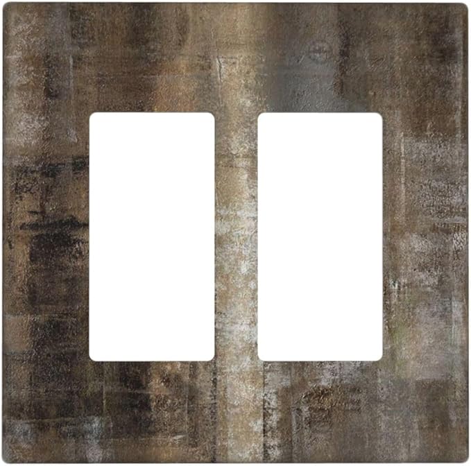 Decorative Outlet Covers Tan Brown Rustic Abstract Wood Vintage Wooden 2 Gang Double Rocker Light Switch Cover Decorative Switch plates Electrical Wallplates GFCI Receptacle for Farmhouse Home