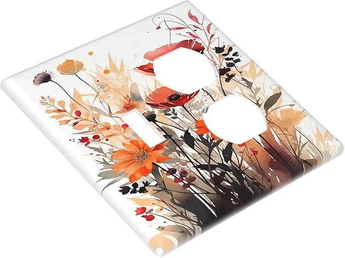 Wallplates Country Watercolor Flowers Art Wildflower 1 Toggle 1 Duplex Switch Plate Electrical GFCI Faceplate Decorative Light Switch Covers for Bedroom Cabin Decor