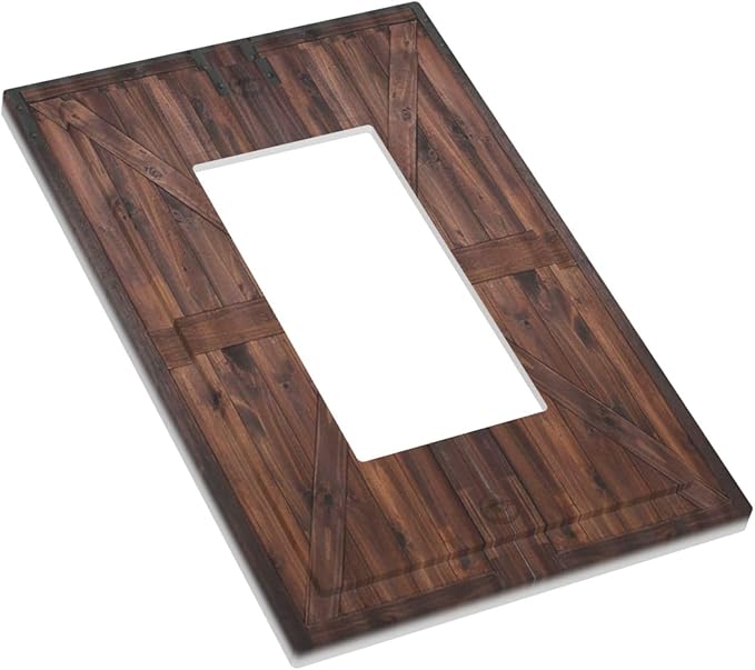 Rustic Barn Doors Vintage Brown Wood Plank Print Decorative Outlet Covers 1 Gang Single Rocker Light Switch Cover Plate Wall Plates GFCI Faceplate for Farmhouse Home Decor