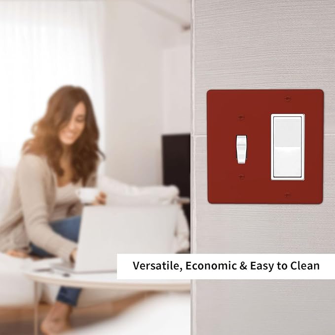 Brown 2 Gang Combination Light Switch Cover Decorative 1-Toggle 1-Decorator Wall Plate Electrical GFCI Combo Receptacle Faceplate
