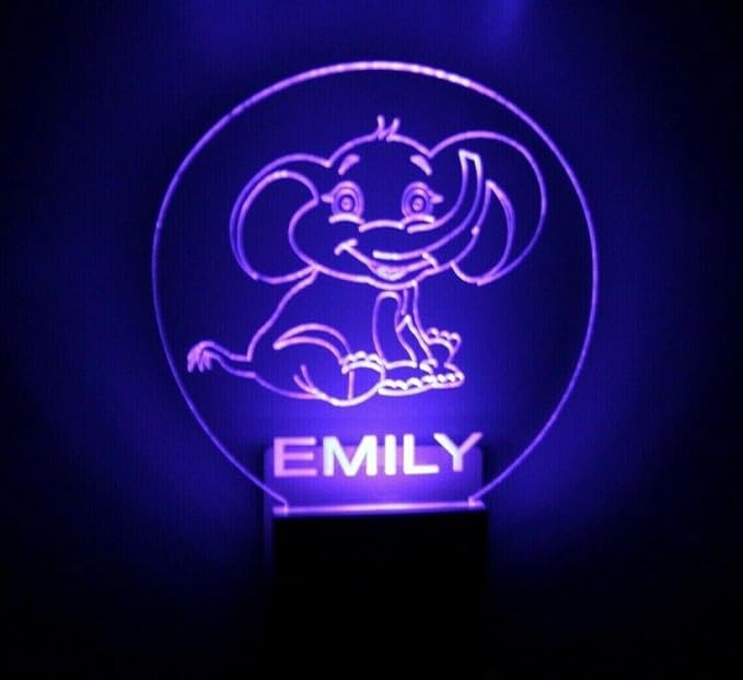 MIRROR MANIA Night Light Multi Color Personalized LED Plug-in, Ultra-Slim Touch Night Light Smart Dusk to Dawn Sensor, Kids Children's Bedroom Kitchen Bathroom Hallway Play Room Variations (Elephant)