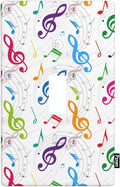 Colored Music Notes Light Switch Cover Plate Music Theme Single Toggle Wall Plate 1 Gang Switchplate Home Decor for Living Room Kitchen 4.5"x 2.76"