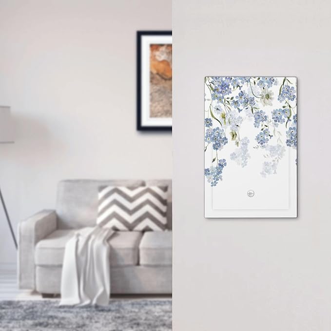 Hydrangea Blue Flowers Watercolor Floral Light Switch Cover Plate 1 Gang No Device Blank Electrical Wall Plates Faceplate Decorative Switch Plate for Bed Room Living Room Decor