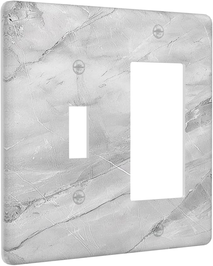 Outlet Covers Gray Marble Pattern 1 Toggle 1 Rocker Combo Light Switch Cover Plate Decorative Switch Plate Covers Electrical Wall Plate for Home Farmhouse Decor