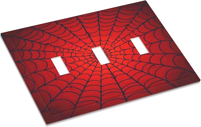 Red Spider Web Black Line Simplicity Decorative Switch Plates 3 Gang Wall Plate Triple Toggle Light Switch Cover Faceplate Electrical Wall Panels For Kids Room Home Decor