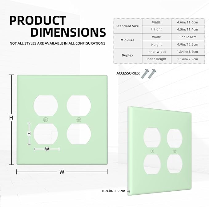 Green 2 Gang Double Duplex Receptacle Combo Outlet Light Switch Cover Wall Plate Electrical Faceplate Decorative Dual Device Switchplate