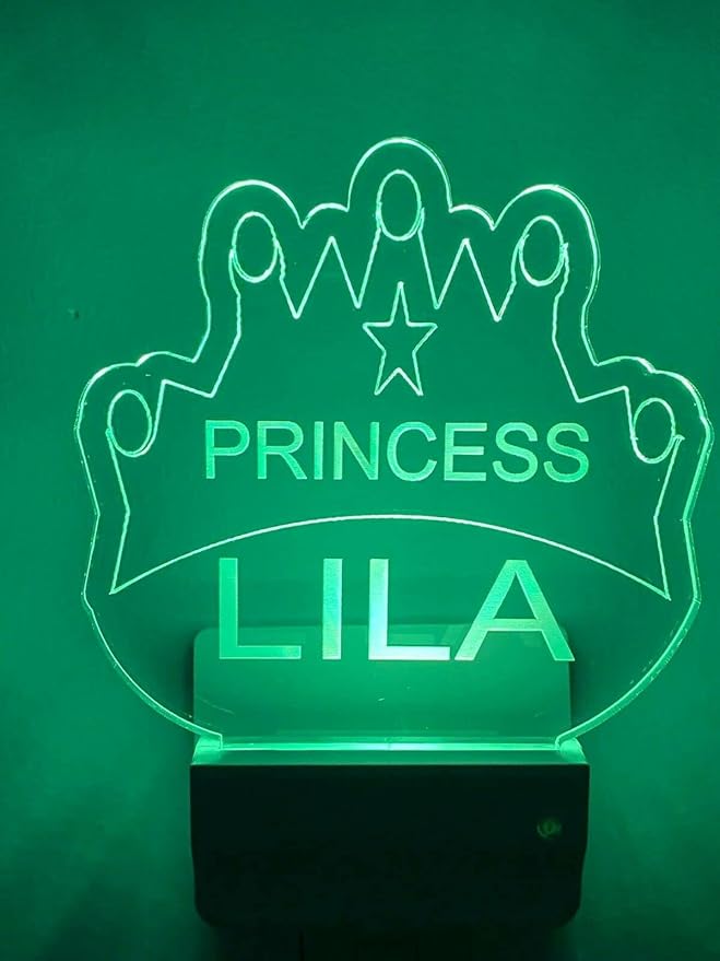 Night Light Multi Color Personalized LED Plug-in Ultra-Slim Touch Light Smart Dusk to Dawn Sensor Kids Christmas/Birthday Gifts Children's Bedroom Kitchen Bathroom Hallway Variations (Princess Crown)