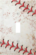 Vintage Baseball Stitch & Distressed Leather 1-Gang Toggle Light Switch Plate, Home Run Game Themed Decorative Wall Plate for Boy's Bedroom