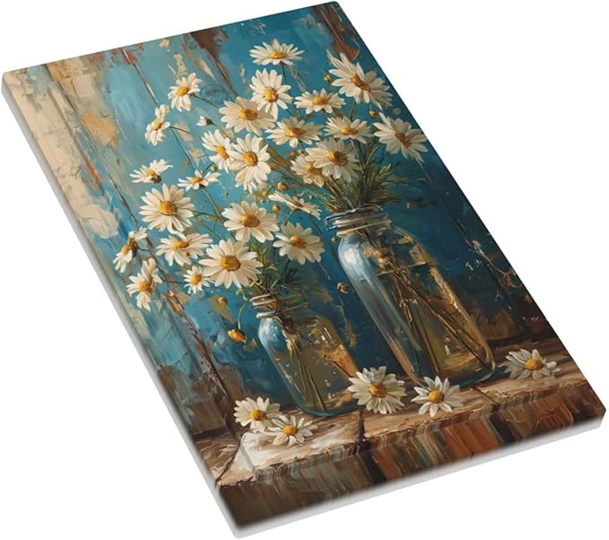 Delicate White Daisy Jars Retro Wood Background Light Switch Cover Plate 1 Gang No Device Blank Electrical Wall Plates Faceplate Decorative Switch Plate Covers for Farmhouse Home Decor