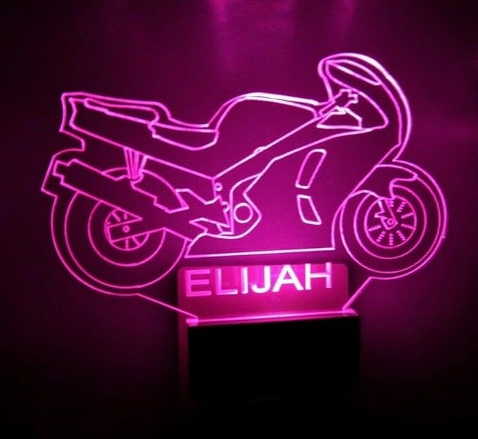 Night Light Multi Color Personalized LED Plug-in, Ultra-Slim Touch Night Light Smart Dusk to Dawn Sensor, Kids Children's Bedroom Kitchen Bathroom Hallway Play Room Variations (Motorcycle)