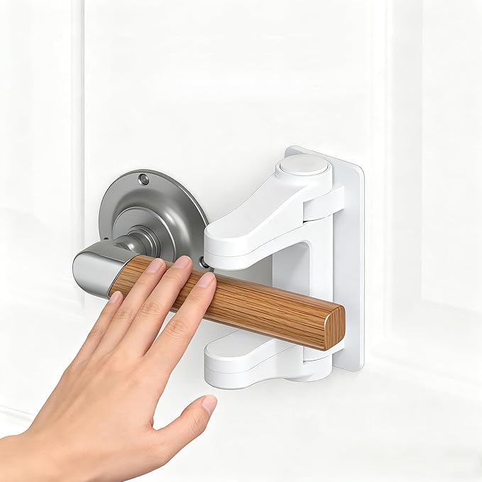 Child Safety Door Handle Locks (2-pack) - Baby Proofing door handle locks to prevent infants and toddlers from accidentally opening doors.