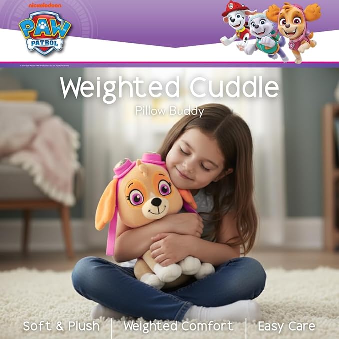 Paw Patrol Girl Skye Bedding Weighted Cuddle Pillow, 3lb Soft Plush & Cozy Pillow for Comfort, (Officially Licensed Product) By Franco Calm