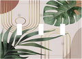 Mid Century Boho Mid Size 3 Gang Triple Toggle Light Switch Cover Wallplate Minimalist Aesthetic Art Abstract Tropical Green Palm Leaves Decorative Outlet Cover Electrical Faceplate Switch Face Plate