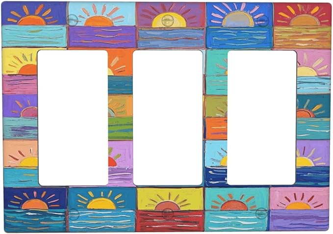 Sunrise Triple Rocker Wall Plate Decorative 3 Gang Light Switch Covers Electrical Switchplate Home Decorate Faceplat for Bathroom Bedroom Kitchen Room 4.5 x 6.38 Inch