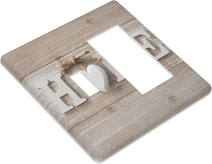 Farm Country Love Home Wood Print 2 Gang Single Toggle/Decorator Combination Light Switch Cover Decorative Combo 1-Toggle/1-GFCI/Rocker Wall Plate Cover