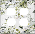 Eucalyptus Sage Green Leaf Plant Floral Outlet Covers 2 Gang Double Duplex Decorative Light Switch Covers Electrical Wallplates Socket Faceplate for Bedroom Living Room Decor