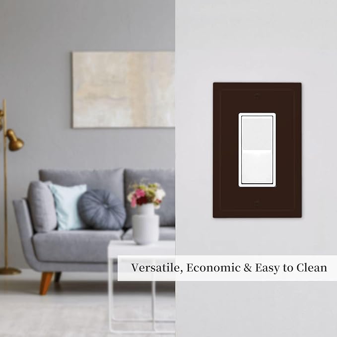 Decorative Walnut Brown 1 Gang Decorator Outlet Light Switch Cover, Electrical Tan Outlet Covers Coffee Matte Brown Electric GFCI Switch Face Wall Plate Jumbo Size