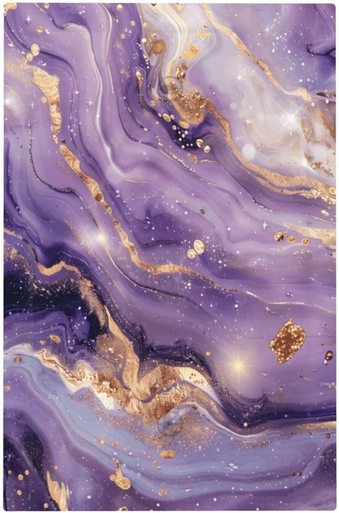 Abstract Purple Gold Marble Texure Luxurious Light Switch Cover Plate 1 Gang No Device Blank Electrical Wall Plates Faceplate Decorative Switch Plate Covers for Bathroom Living Room Decor