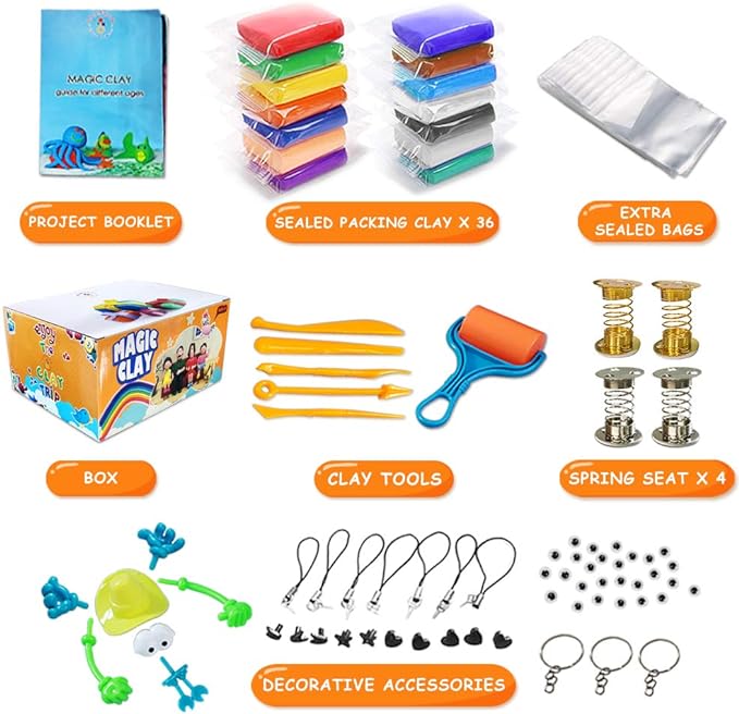 ESSENSON Modeling Clay Kit - 36 Colors Air Dry Magic Clay, DIY Molding with Sculpting Tools, Party Favors Kids Art Crafts Best Gift for Boys & Girls Age 3-12 Year Old