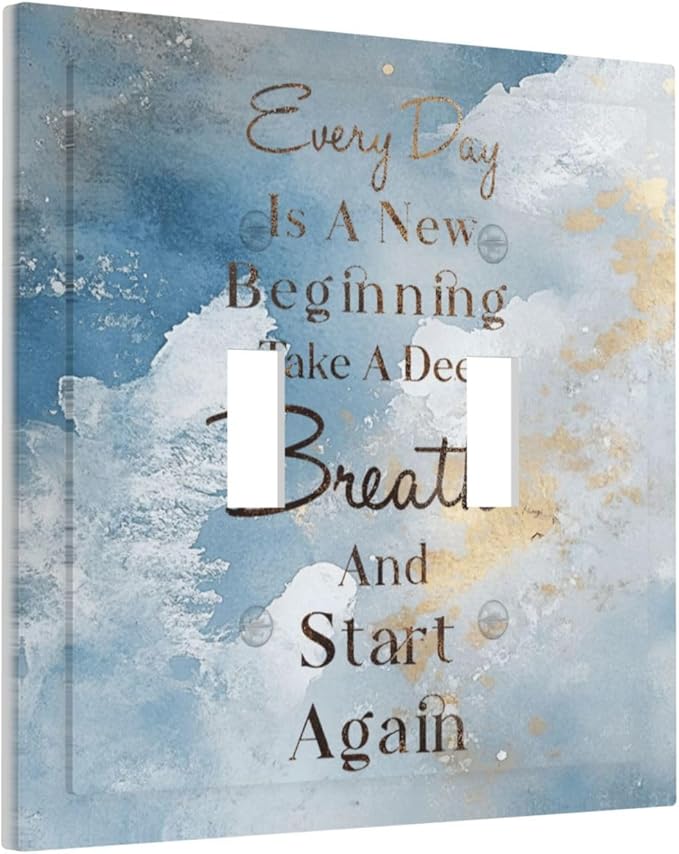 Decorative Light Switch Cover Plate Motivational Quotes Blue Abstract Texture 2 Gang Outlet Covers Double Toggle Wall Plates for Electrical Switch Plate Covers Faceplate for Home Decor